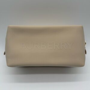 Burberry Beige Logo Toiletry Travel Bag with Gold Zipper